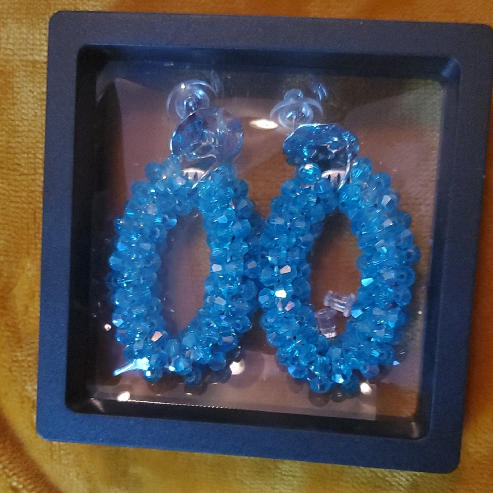 Sassy Jones Elegant Blue Beaded Pierced Earrings